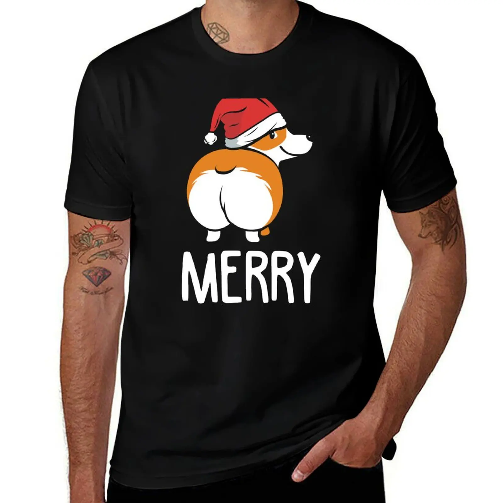 

Забавный одинаковый рождественский свитер Merry Corgmas. Соответствующие свитера для пар. Футболка, футболки для мужчин, комплект хлопковой футболки