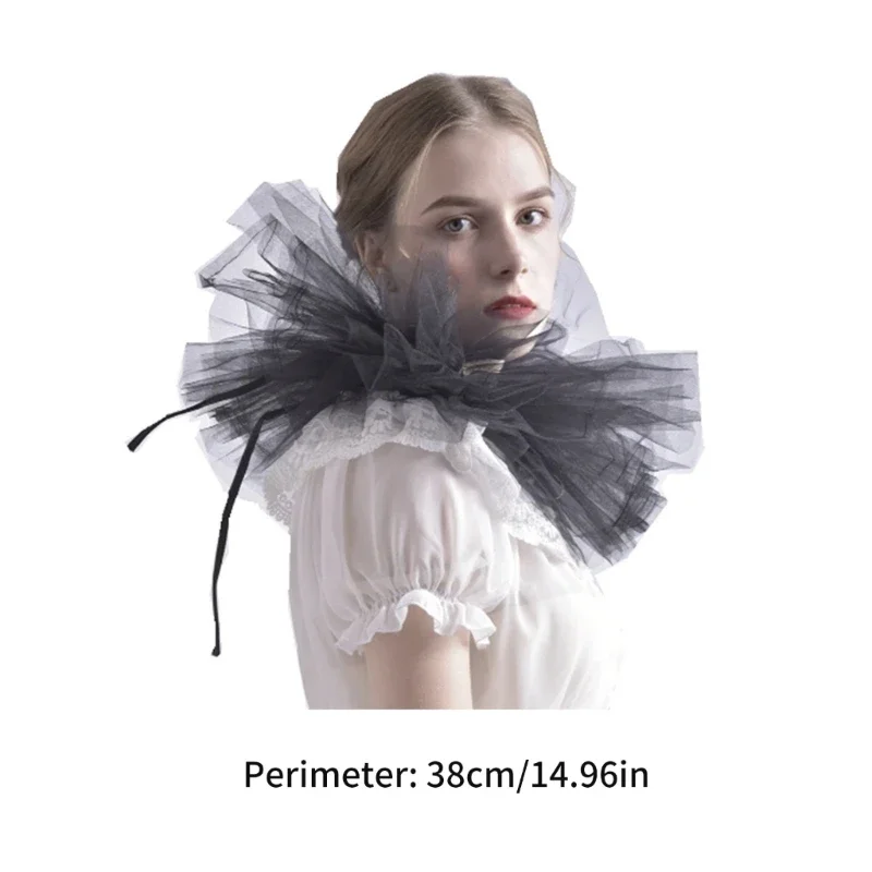 Elizabethan Teens Jabot Collar Adjustable Lace Fake Collar Punk Ruffle Collar