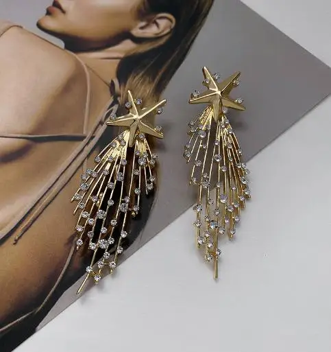 Exaggeration Fashion Big Star Dangle Drop Earrings For Women Ladies Statement Pendant Earrings 2024 New Pendientes