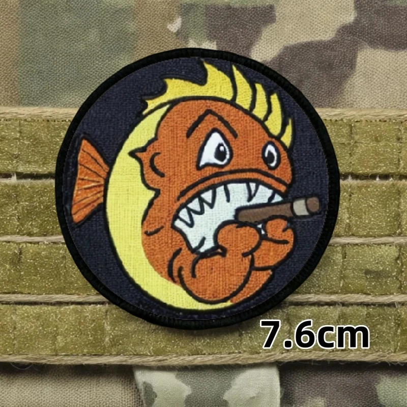 Fighting Hellfish Tactical Patches for Clothing Printed Morale Badge Hook and Loop Funny Armband Military Sticker