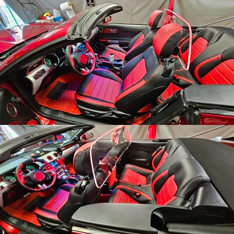 Maßgefertigte Autositzbezüge für Mustang Cabriolet Komplettset Langlebiges Qualitätsmaterial für Ford Mustang Cabriolet 2015-2024 – Detail 1