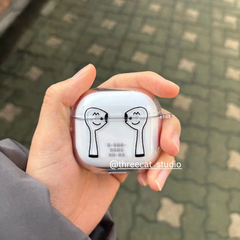 Funny Cartoon Earbud Soft Clear TPU Wireless Earphone Case For Apple AirPods 4 1 Pro 3 2 Generation Protective Silicone Cover