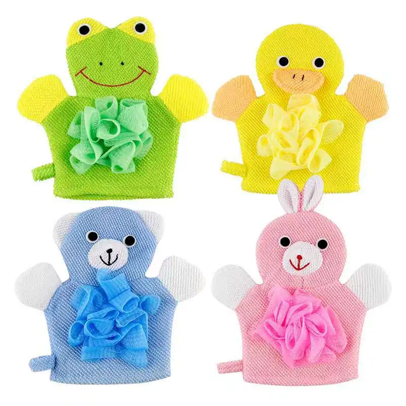 Brosses de bain de dessin animé pour bébé, serviettes de lavage de douche, tissu doux, absorption d\'eau, style animaux mignons, accessoires de soins