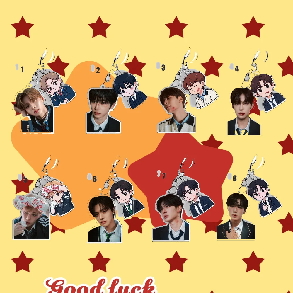 2 Piezas/Juego de Llaveros Acrílicos ALD1, JUNSEO, ARNO, LEO, GEONWOO, SANGWON, XINLONG, ANXIN, SANGHYEON, Colgante para Bolso, Decoración de Dibujos Animados