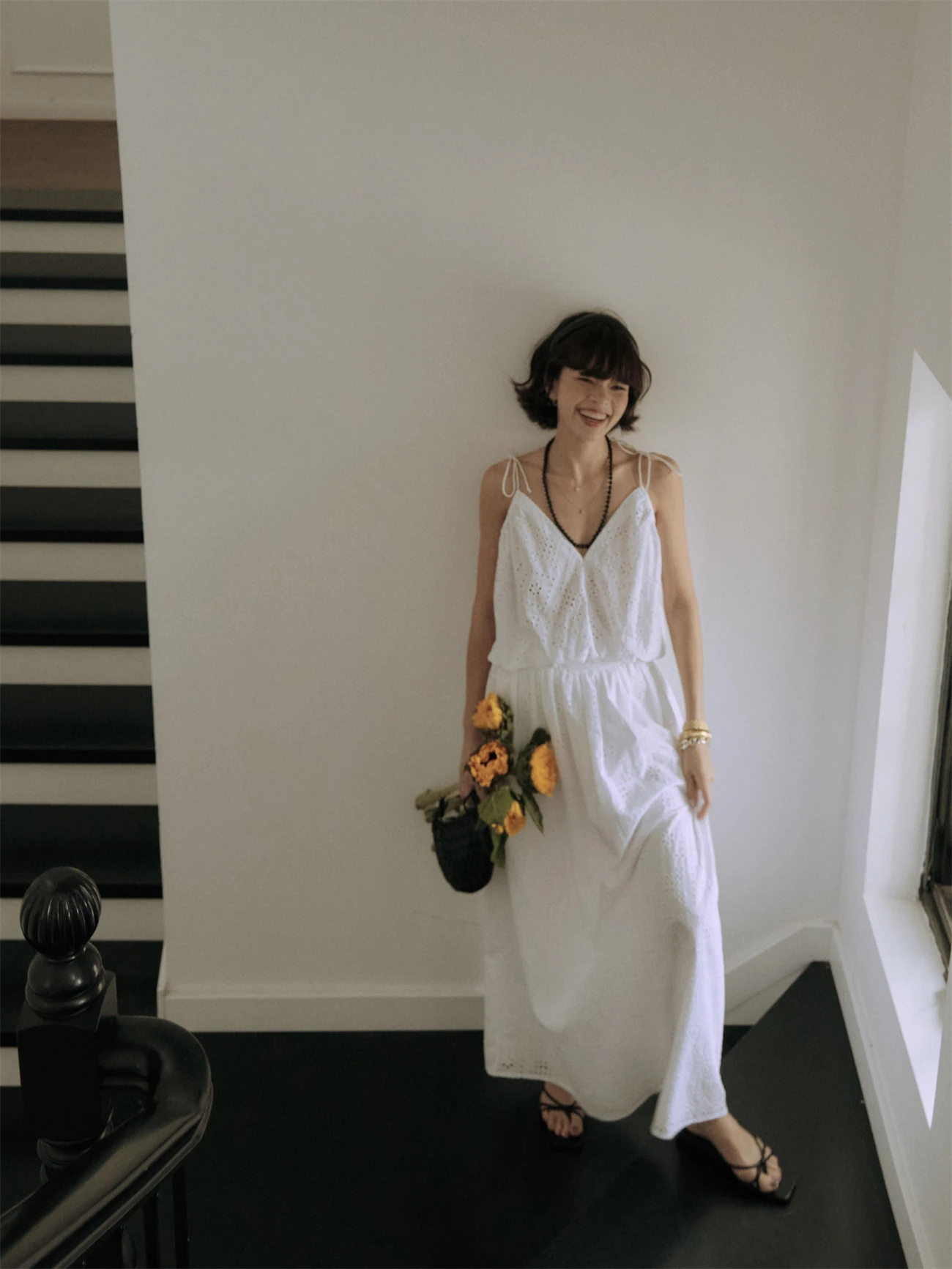 

Комплект BetChow: хлопковая юбка с вырезами и бретелями в стиле французского кантри, трансформируемый, с V-образным вырезом, дышащий, комфортный летний наряд