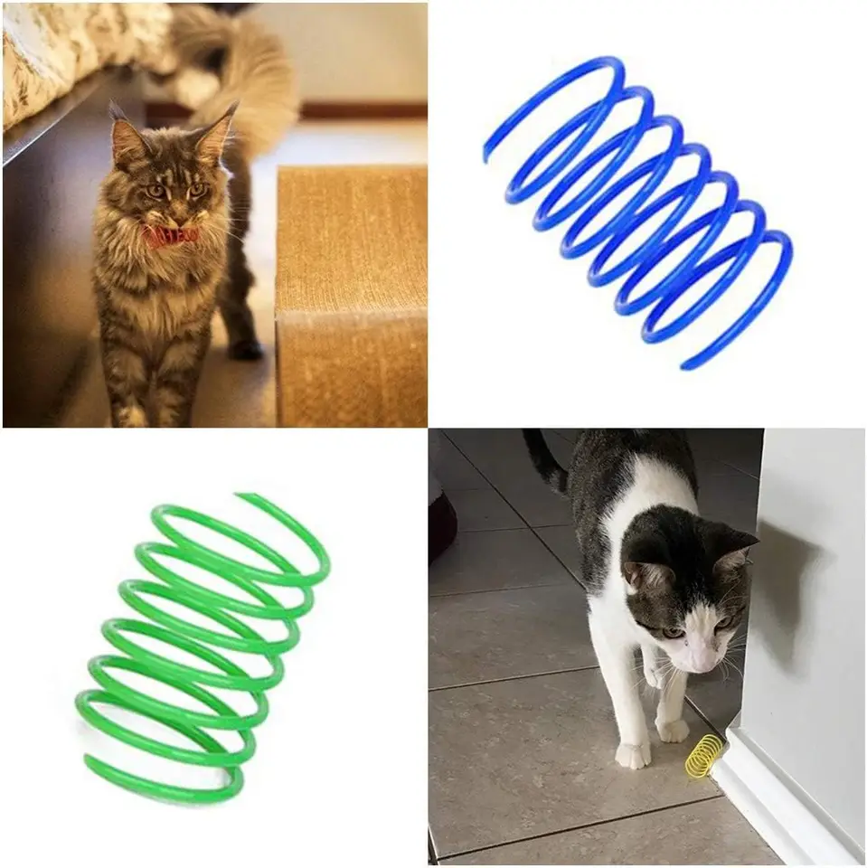 4/200Pcs Cat Spring Toy, Cat Spiral Toys Interactive for Indoor Colorful Cats Plastic Springs Coil for Kitten Hunting Swatting, image 6