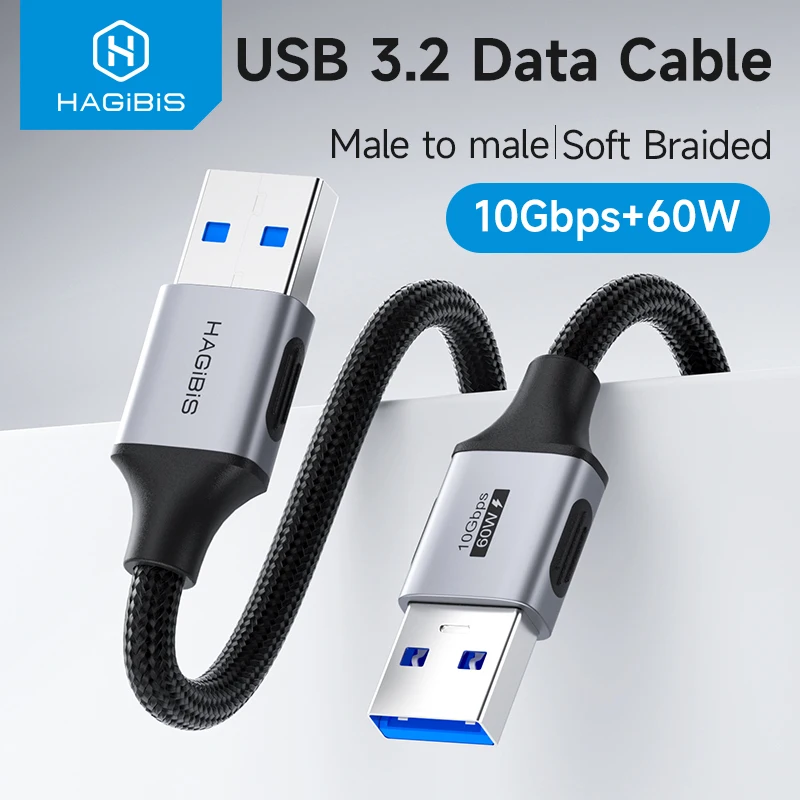 Hagibis USB to USB Cable USB 3.2 A to A Male to Male Cord Extension for Hard Drive Enclosure KVM Laptop Cooler TV Box DVD Player