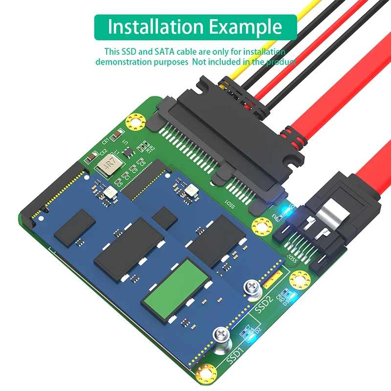 Dual M.2 B Key to Dual SATA3.0 Adapter Converter Board External M2 SATA SSD Expansion Card Support 2230 2242 2260 SSD M2 Adapter