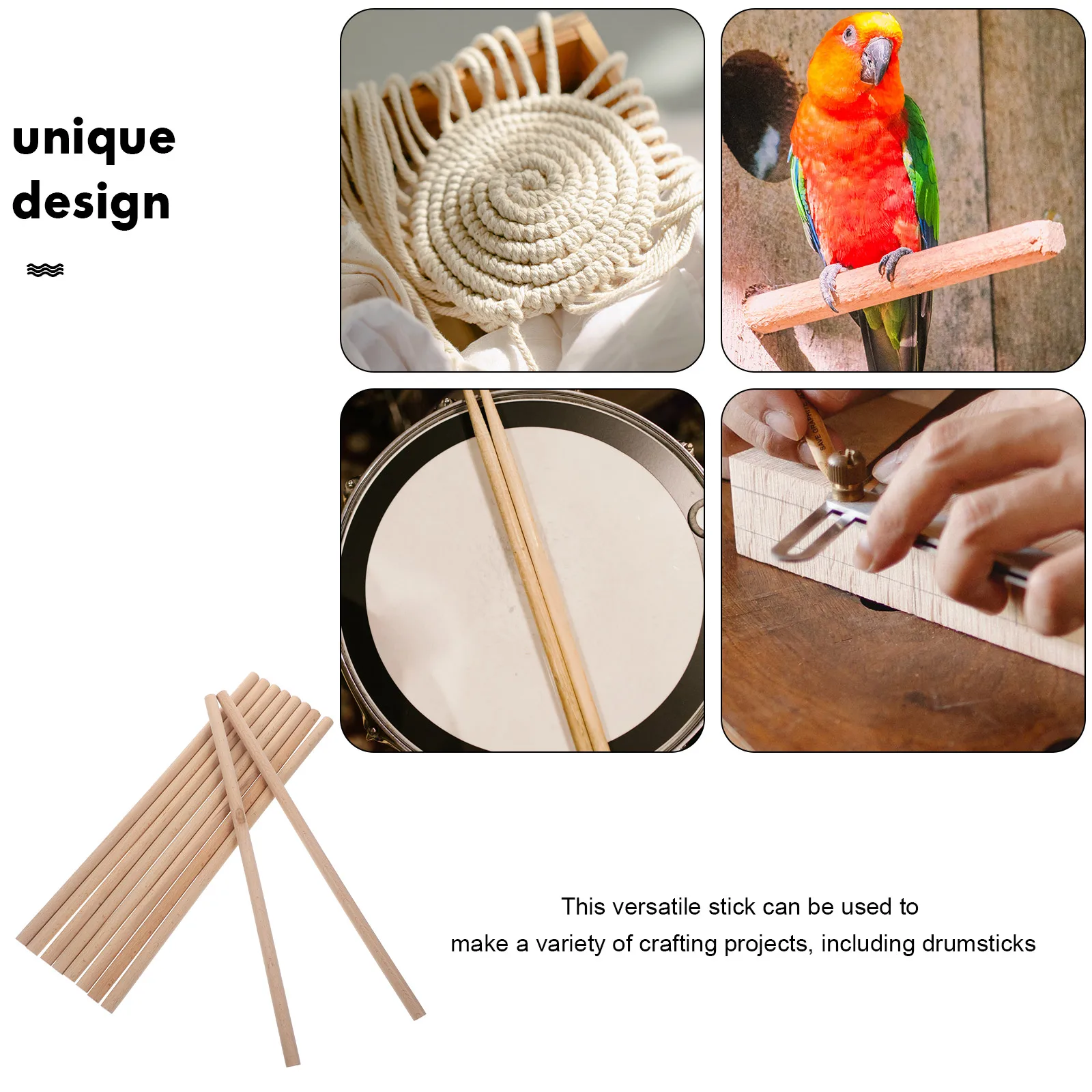 

10pcs 40cm DIY Children Drumsticks Craft Sticks Wooden Material Woodworking Projects Percussion Instrument Supplies