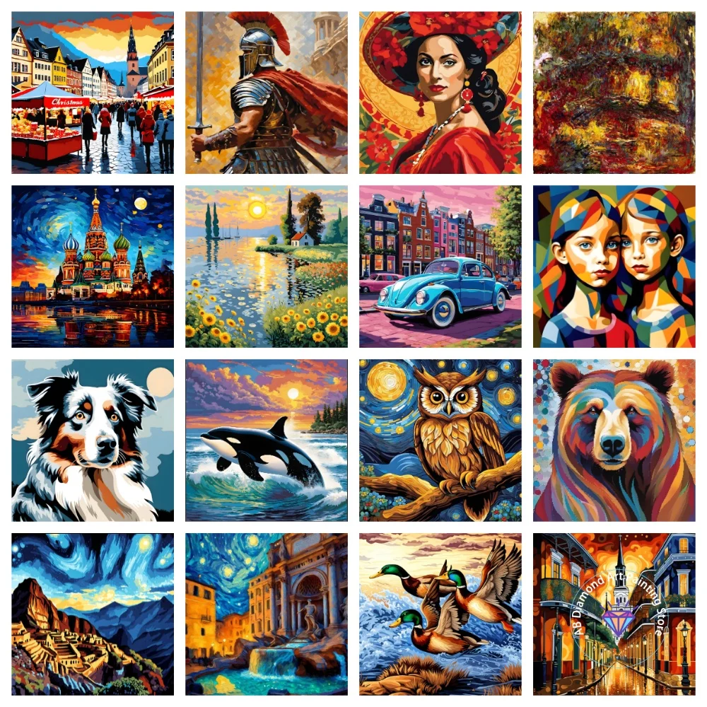 

Urban Landscape Animal Woman AB Diamond Painting Kit Square Round Diamond 5D DIY Mosaic Handmade Art Exquisite Gift Home Decor