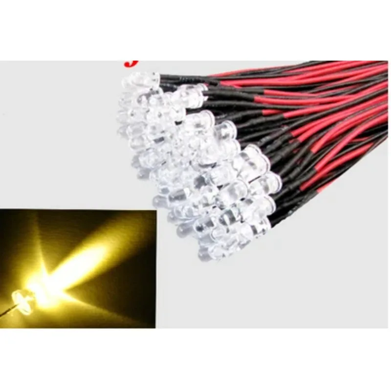 20 PCS LED 3mm Pre-Wired White Red Blue Green Yellow White RGB Pre wired 12V DC Light Bulb led lamp F3 Emitting Diodes DIY