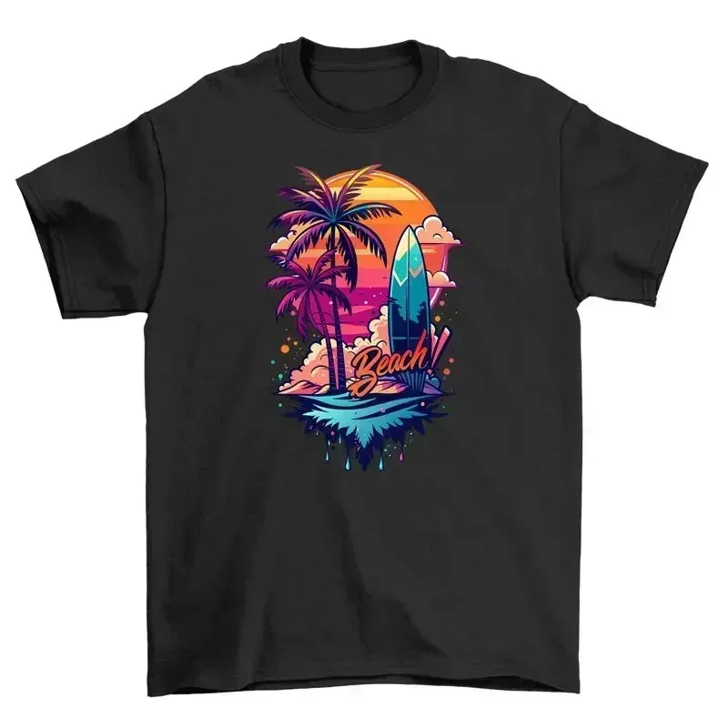 Summer_40 T-Shirt mit Strand-Feeling „Ride the Wave of Fun“ aus 100 % Baumwolle, lustiges Uni-Design