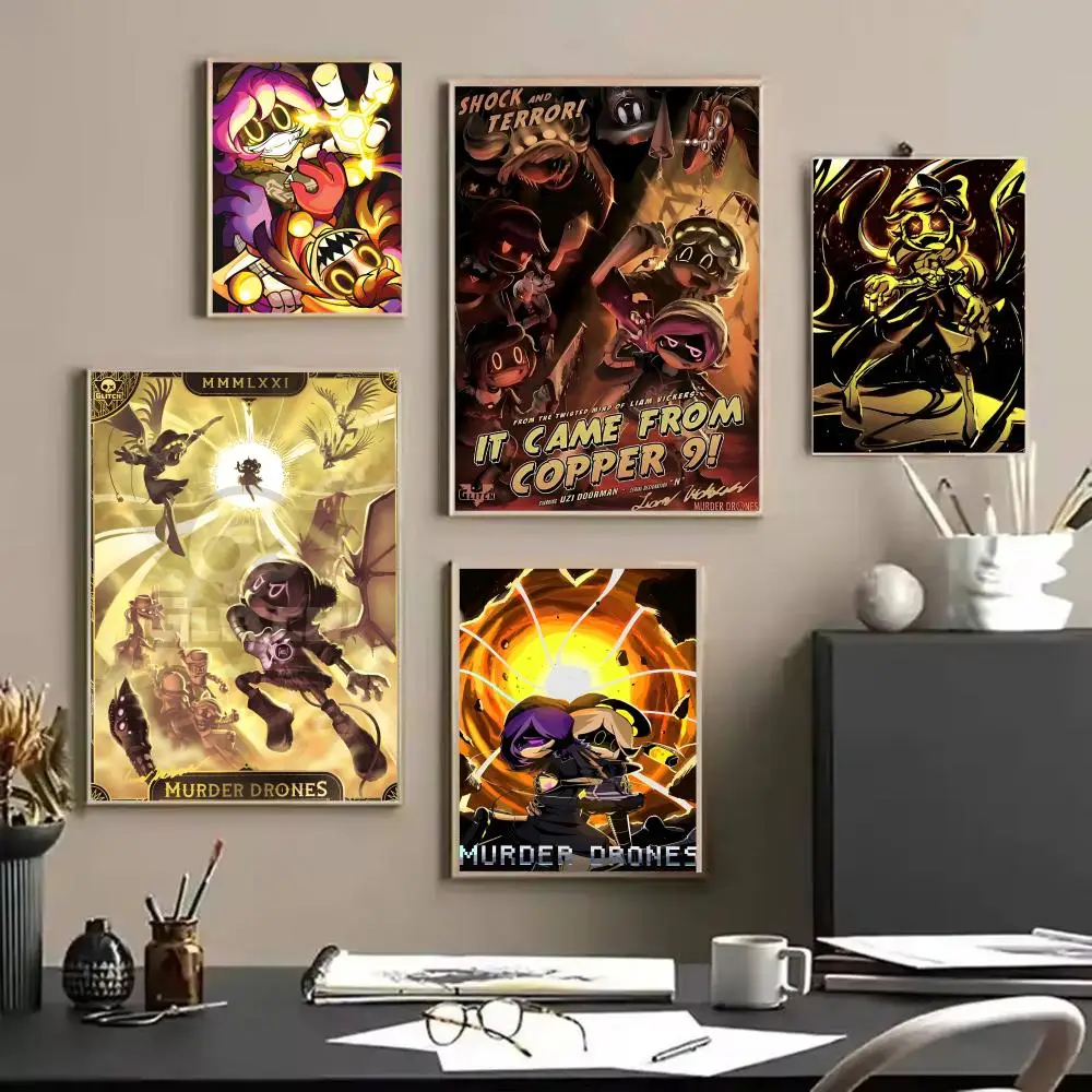 M-Murder Drones Anime Poster Stickers Mural Painting Self-Adhesive Decor for Bedroom Living Room Home HD Wall Decals Gift