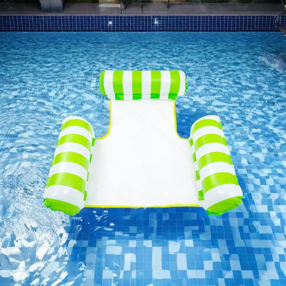 Flotador inflable de natación a rayas para niños y adultos, juego de agua para parque acuático, juguetes de fiesta en la piscina, camas de agua plegables, fiesta a rayas