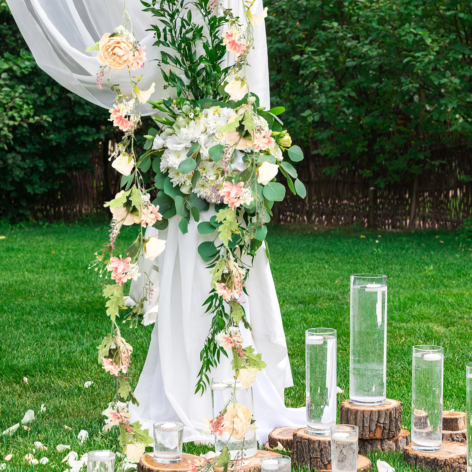 

Artificial Flower Rattan Wreaths White Simulation Decor Arch Door nament Valentine Wedding Flowers Imitation Vine Swag Lintel