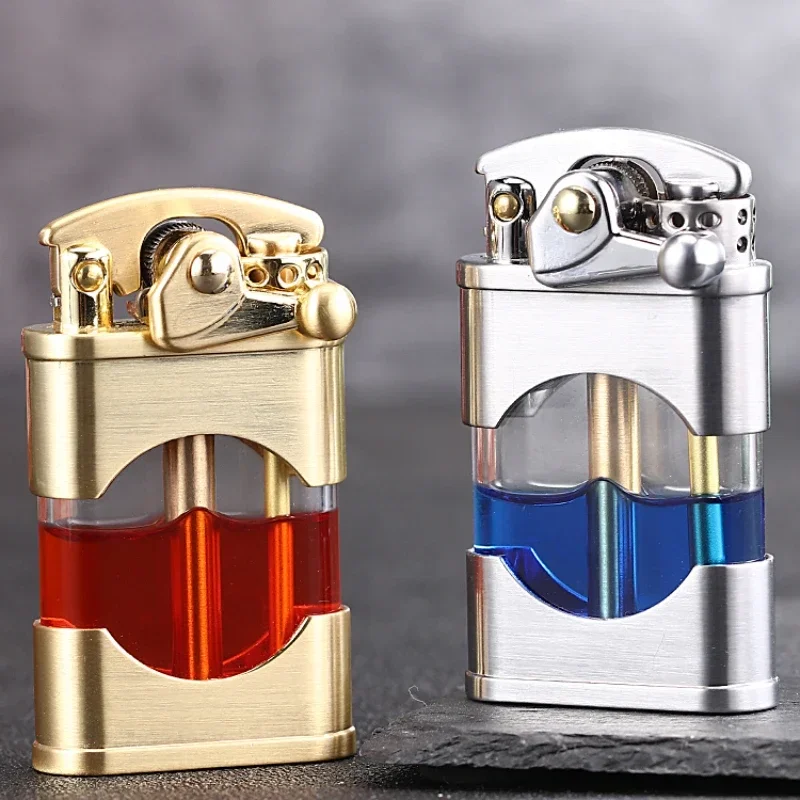 2024 Zorro New Windproof Waterproof Kerosene Lighter with Transparent Oil Tank Creative Retro Grinding Wheel Flint Metal Lighter