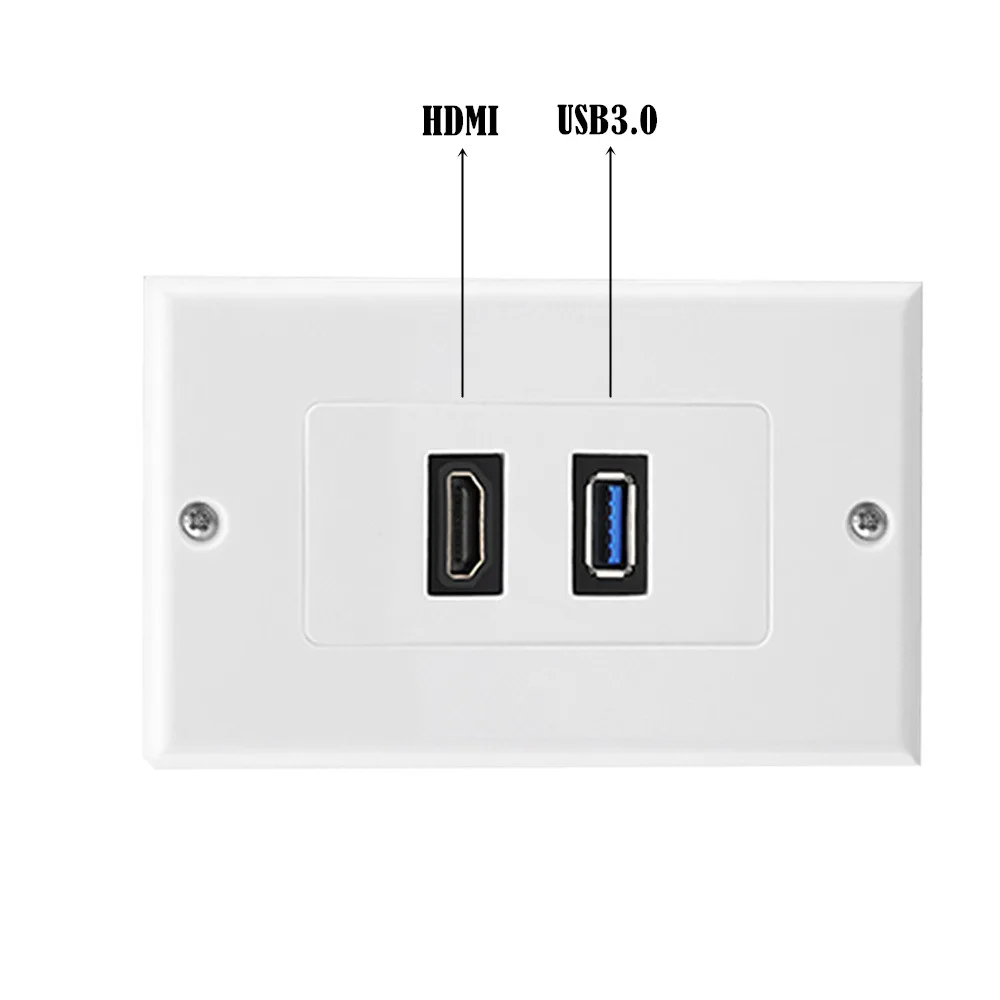 HDMI And USB 3.0 Sing GANG Wall Plate USB 3.0 + HDMI Outlet Mount Socket Face Plate Cover Component Composite for Audio Video