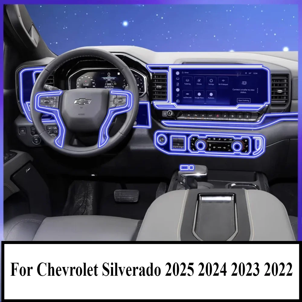 

For Chevrolet Silverado 2025 2024 2023 PPF Protection film Accessories Interior transparent TPU GPS Gear Panel Center Console