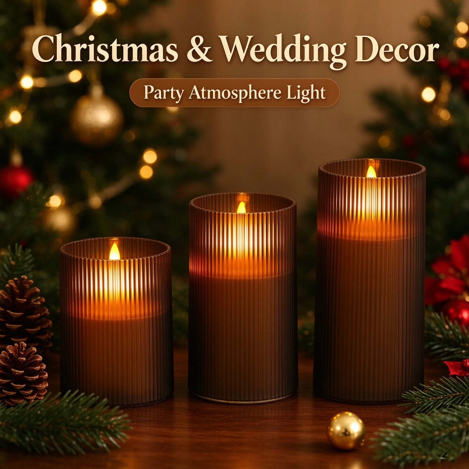 LED Flameless Candles Remote Timer Realistic Flickering Flame Battery Powered Acrylic Fake Candle Lamp Christmas Wedding Party