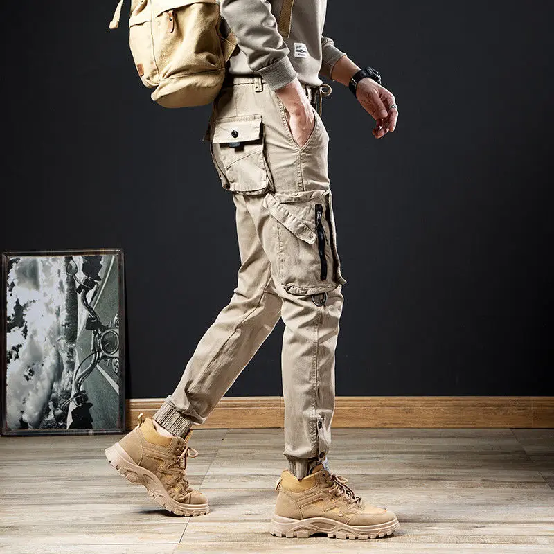 

Low Price Minimalist Motorcycle Mountain Khaki Male Trousers Luxury Harajuku Regular Fit Aesthetic Y2k Vintage Men's Cargo Pants