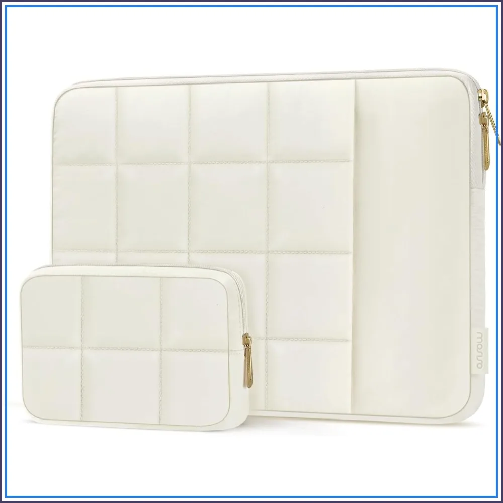 

13.3" Laptop Sleeve Puffy Quilted Case for MacBook Air/Pro, HP, Dell, ASUS, Vertical Pocket & Small Pouch