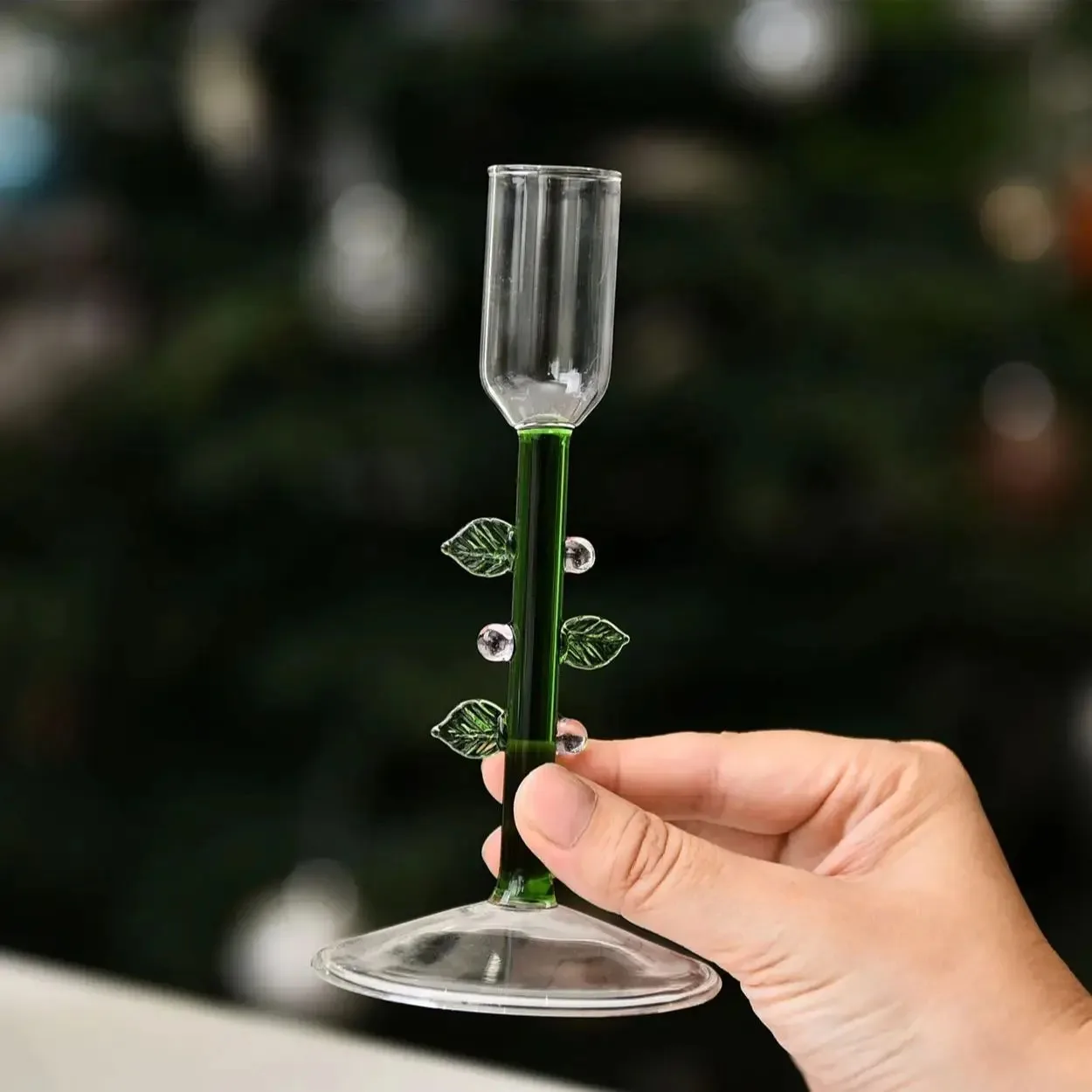 Nordic Christmas Trees Candle Stick Holder Tabletop Glass Borosilicate Candle Holders for Party Birthday Home Decor