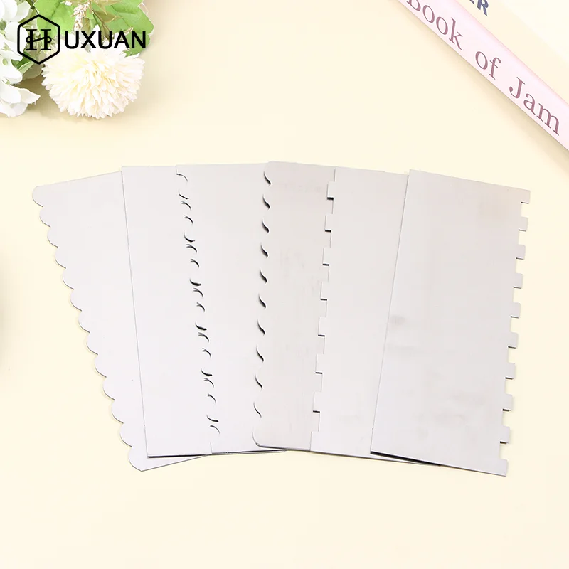 Stainless Steel Cake Scraper Double Sided Patterned Stripe Edge Cake Decorating Comb Smoother Scraper Pastry Cutter