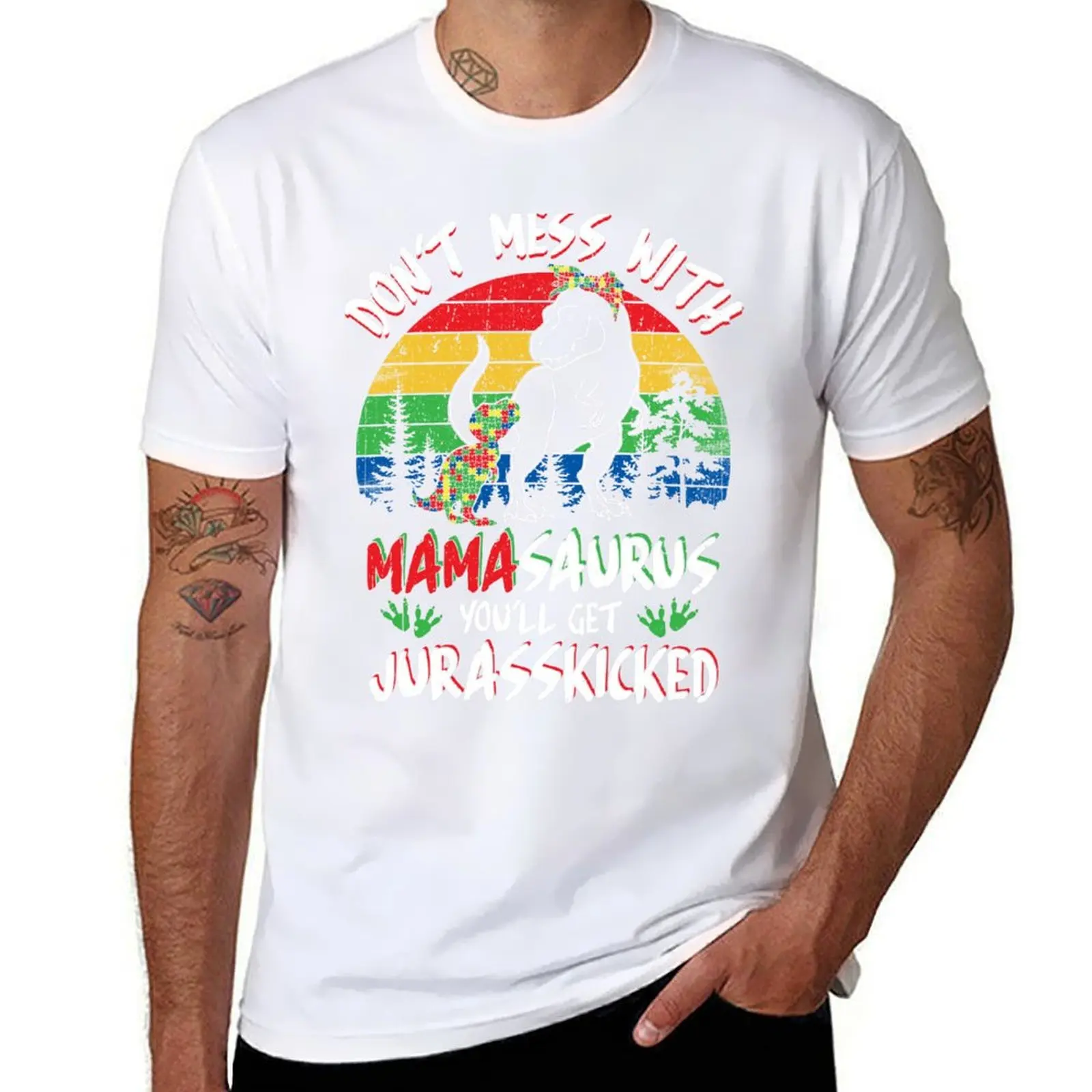 

Don't Mess With Mamasaurus Autism Funny Autistic Mom Mama Mother T-Shirt t shirt personalised T-Shirt