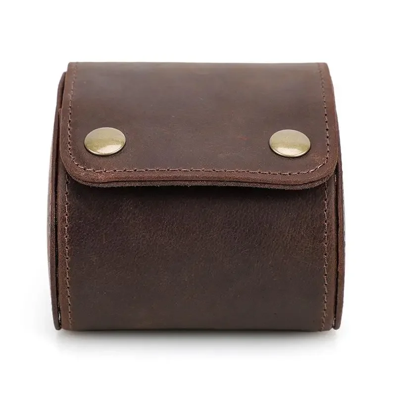 

retro real cowhide travel portable anti-drop and dustproof watch box