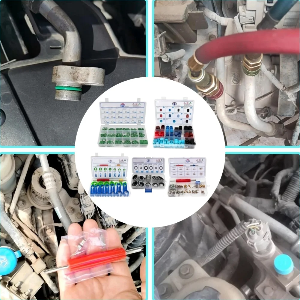 510PCS AC Repair Kit 510 Components O Ring Seal Set Valve Core Kit Dust Cap Kit For Automotive Air Con System Maintenance Tasks