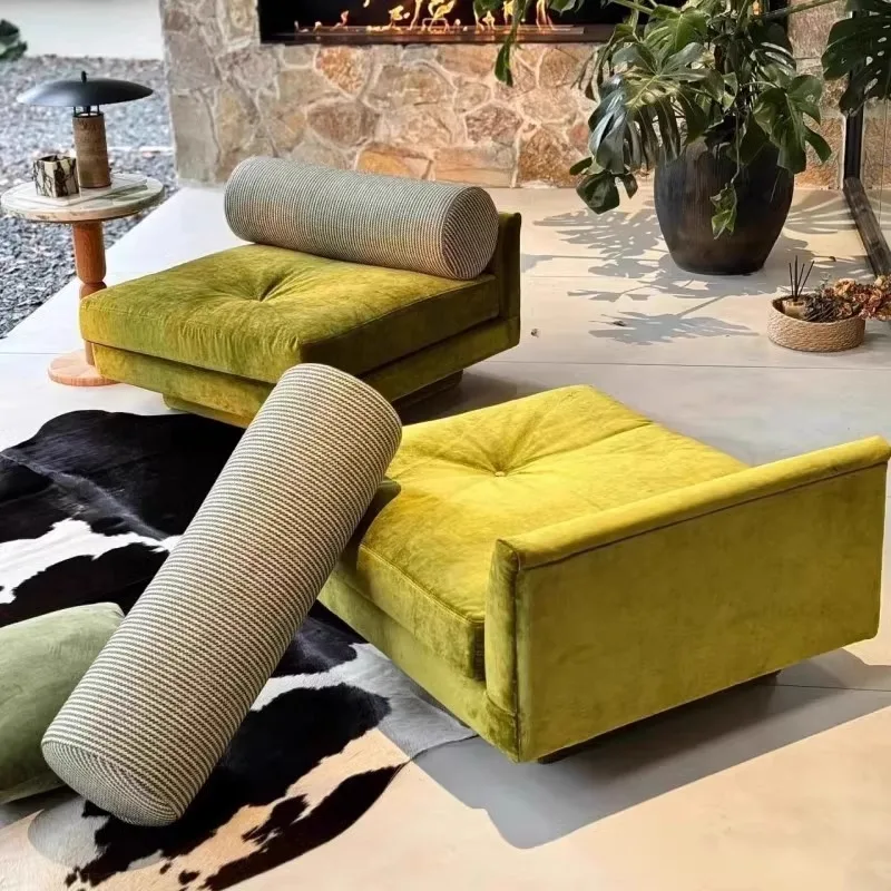 

Pastoral minimalist design niche single leisure sofa chair Forest Matcha green lazy home bed and breakfast chair