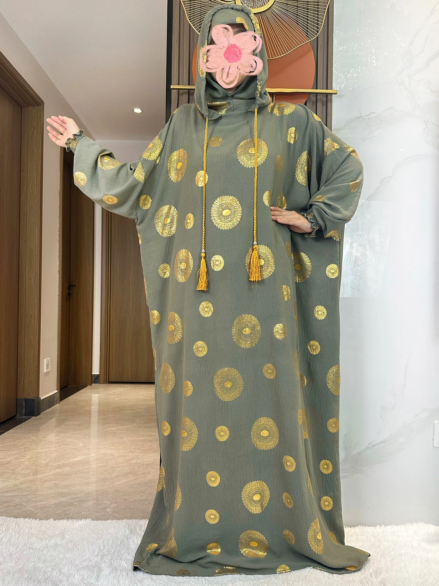 Novo algodão ramadan muçulmano dois chapéus abaya dubai turquia islam roupas de oração ouro poeira brilhante bordado islam vestido feminino kaftan