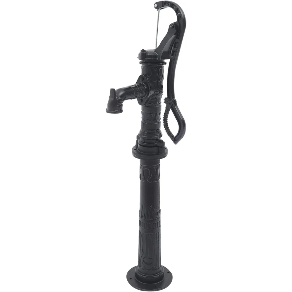 

Antique Cast Iron Pitcher Pump - Heavy Duty Hand Water Well Pump with Metal Stand & Spout, Rustic Outdoor Water Pump for Garden