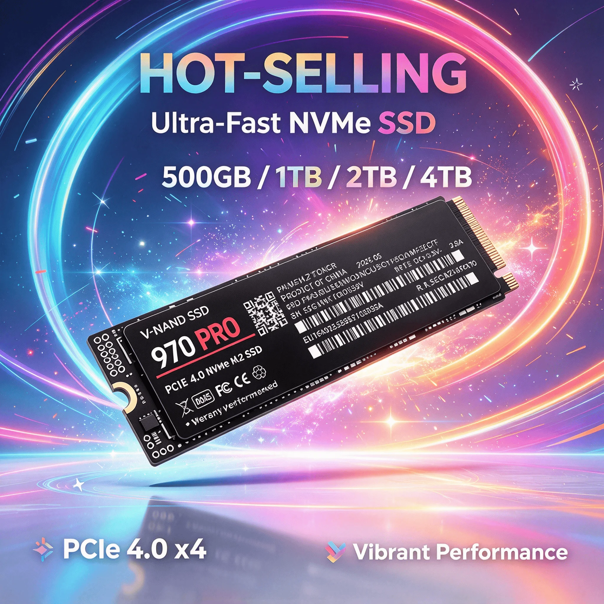 970 PRO SSD M.2 NVMe PCIe 4.0x4 500GB 1TB 2TB 4TB 7300MB/s Drive Loads Games in Seconds PS5 Laptop Desktop Internal