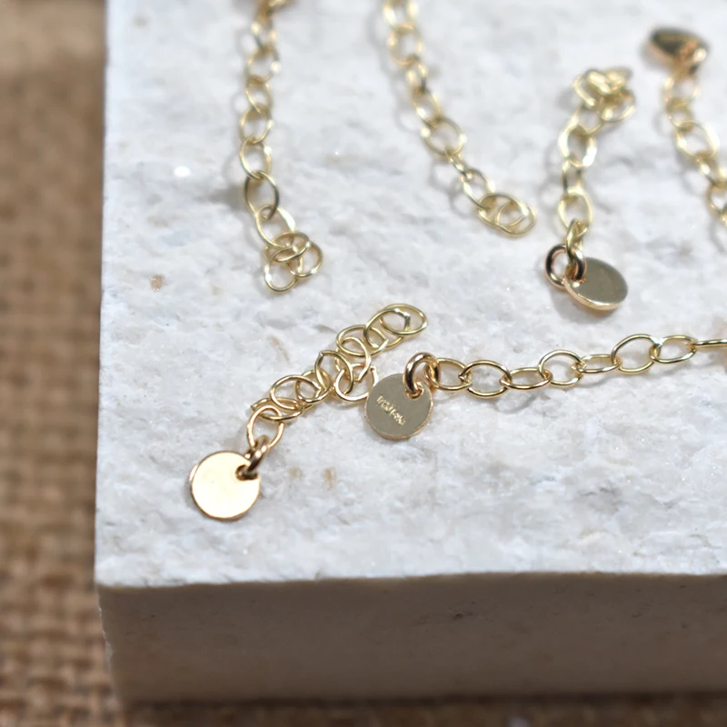 14K Gold Filled Verlängerungskette, Kabel-Verlängerungskette für Armbänder mit rundem Scheibenanhänger, Schmuckherstellungszubehör, Halskettenkette – Detail 9