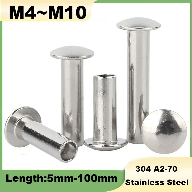 Hollow Rivets GB873 M4 M4.5 M5 M6 M8 M10 304 Stainless Steel Oval Round Head Half Semi-Tubular Rivets