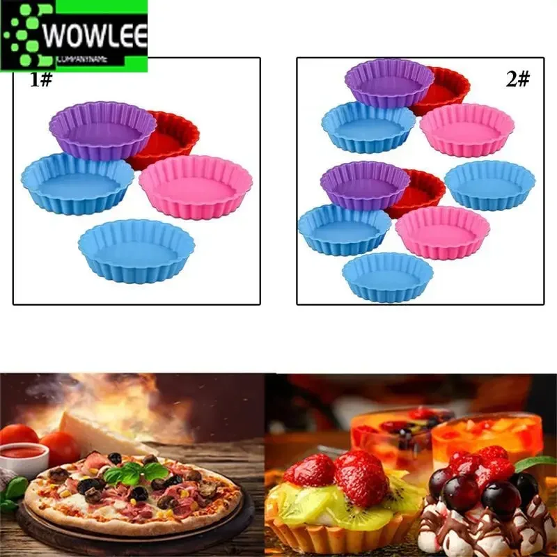 5 Pcs Silicone Resin Cake Mold Round Shaped Muffin Cupcake Baking Molds Pizza Egg Tart   Accessories Kitchen Tools