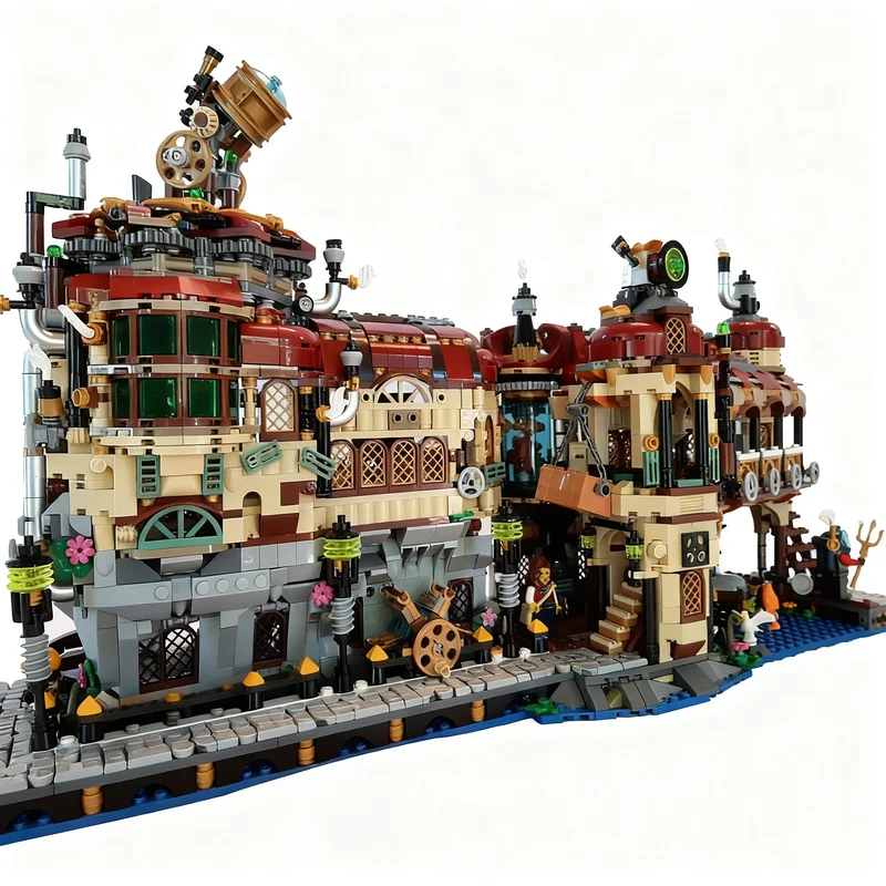 

New 3455PCS City Hot Selling Street View Moc Steam Powered Science Model Custom Puzzle Creative Ideas Kids Toys Birthday Gift