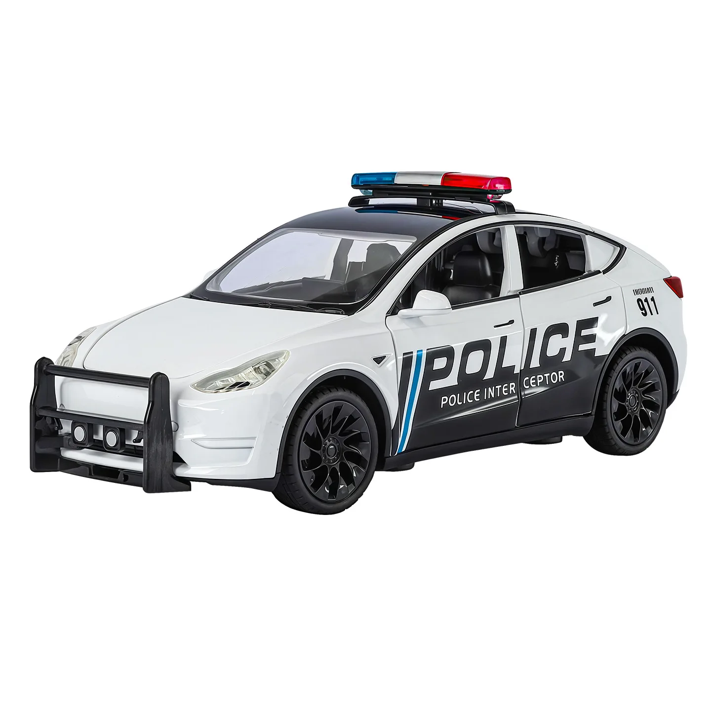 Voiture de Police modèle Y 1:24, haute Simulation, en alliage métallique moulé, son et lumière, Collection de jouets pour enfants, cadeaux