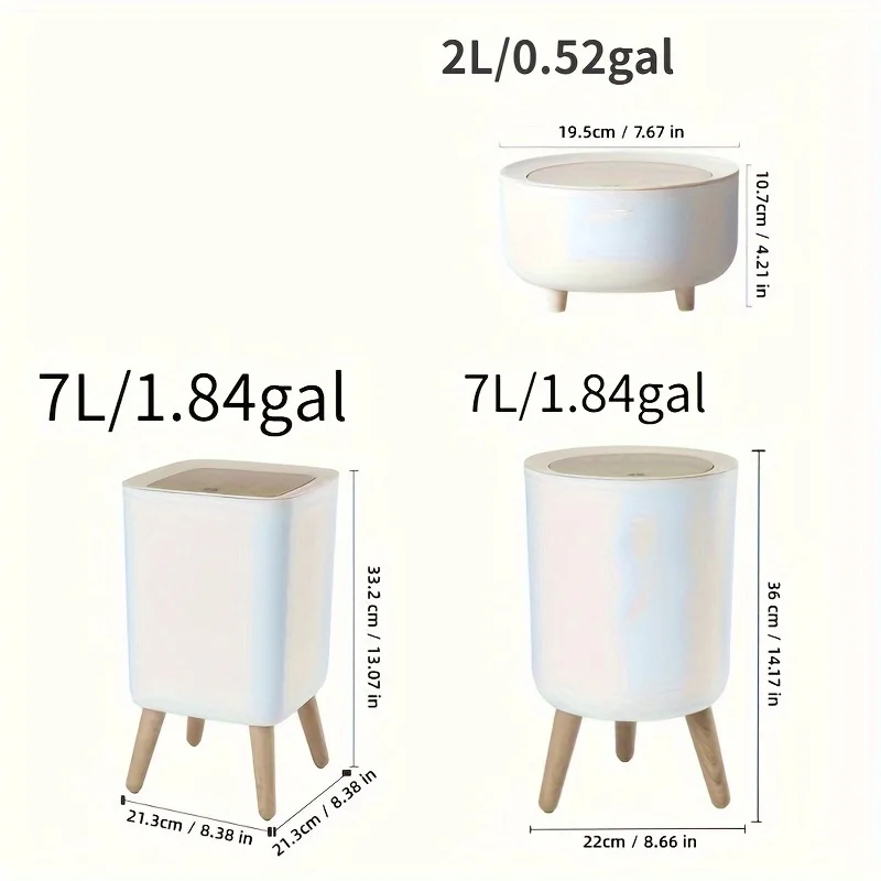 Elegant Oval, Odor-Sealing Plastic Trash Can With Hands-Free Foot Operation, Comes in Multiple Sizes – Perfect for Home or Offic