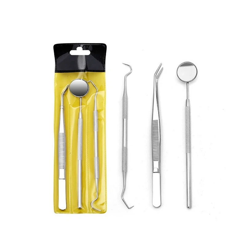 JINGT 304 Stainless Steel 3pcs Dental Tools Kit with Dental Scraper Mirror Probe Dental Surgery Instruments