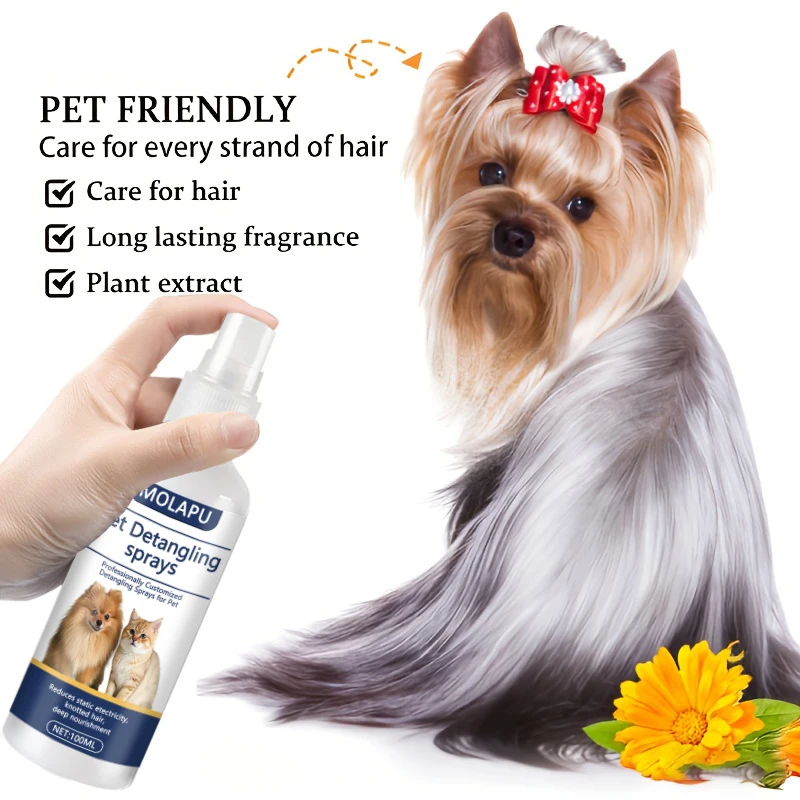 Cat and Dog Hair Tangle Prevention Spray – Leave-In Conditioner to Detangle Pet Hair. A Professional Formula Specifically Designed for Pet Grooming to Prevent Hair from Getting Tangled. This Spray Also Reduces Static Electricity.