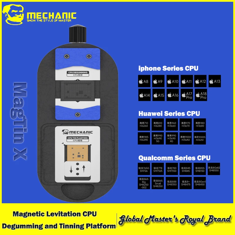 MECHANIC MagTin X Magnetic Levitation CPU Degumming and Tinning Platform for IOS Android Black Glue Remove Chip Stencil Tinning