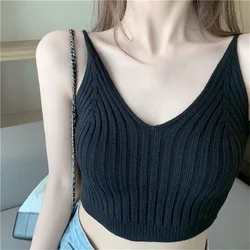 Women's Camisole Slim Fit Sleeveless Tank Top Lightweight Crop Top Pullover Solid Color Casual Base Shirt Sling Vest