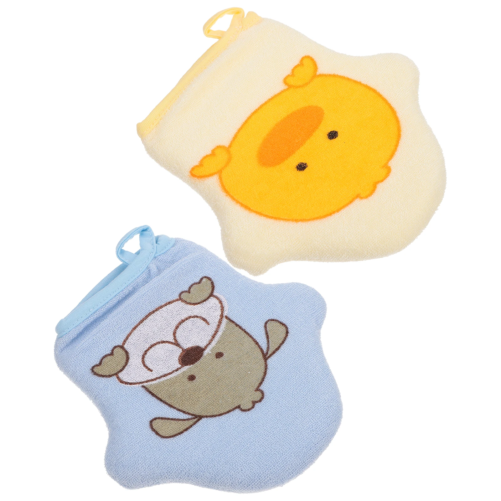 

2pcs Baby Bath Sponge Mitts Absorbent Frosted Cotton Loofah Scrub Washcloths Newborn Toddler Bath Essentials Lightweight