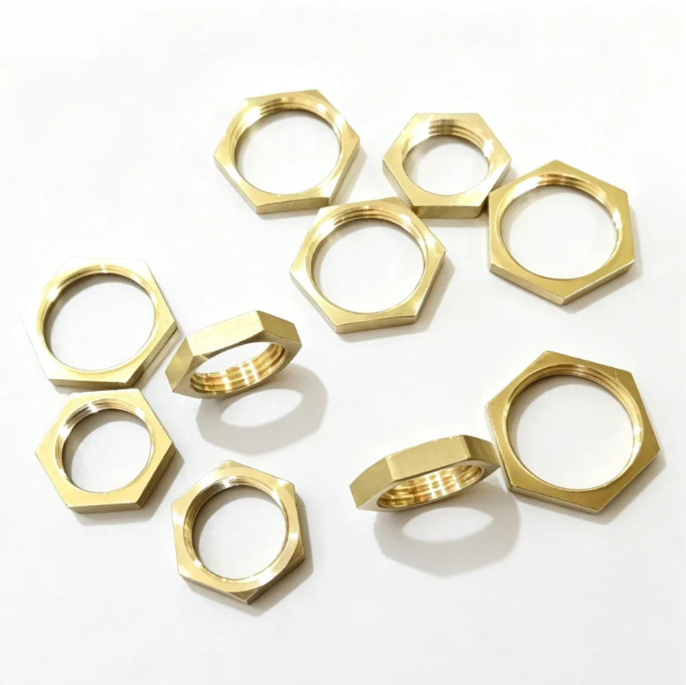 2/5/10/20/50Pcs Solid Brass Hex Jam Nut  Panel Lock Retaining Nut Water Tank Lamp Fitting Nut 1/2