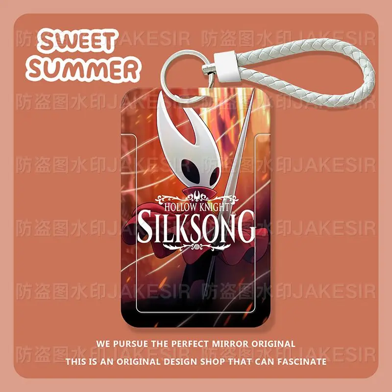 Porta carte scorrevole per studenti di merchandise anime Hollow Knight per biglietti da pasti, biglietti da autobus, documenti, copertina protettiva per carte di accesso