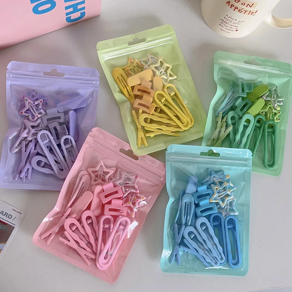 18pcs Candy Color Hair Clip Set Korean Cute Star Bangs Clip Hair Styling Girl's Heart Duckbill Clip Women Girl Hair Accessory