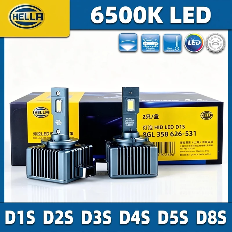 HELLA D SERIES D1S D3S LED Car Headlights Bulbs D2S D4S D5S D8S Turbo Lights 6500K 35W Auto Lamp Plug&Play HID Conversion Kit