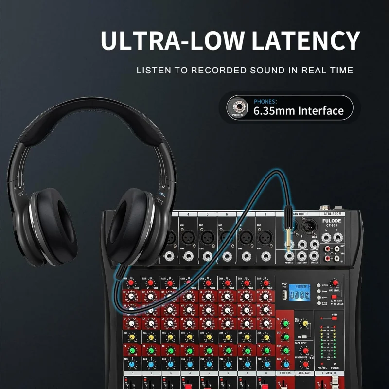 Fuluode 6/8/12-Channels Audio Mixer Mixing Console 3 Band EQ Adjustment Bluetooth USB MP3 XLR Input Professional DJ Equipment - view 5